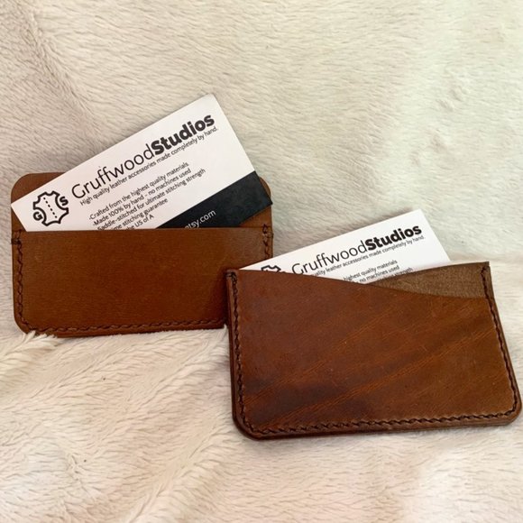 Gruffwood Studios Men's Wallets Brown Hand Dyed Vegan Leather Card Holders